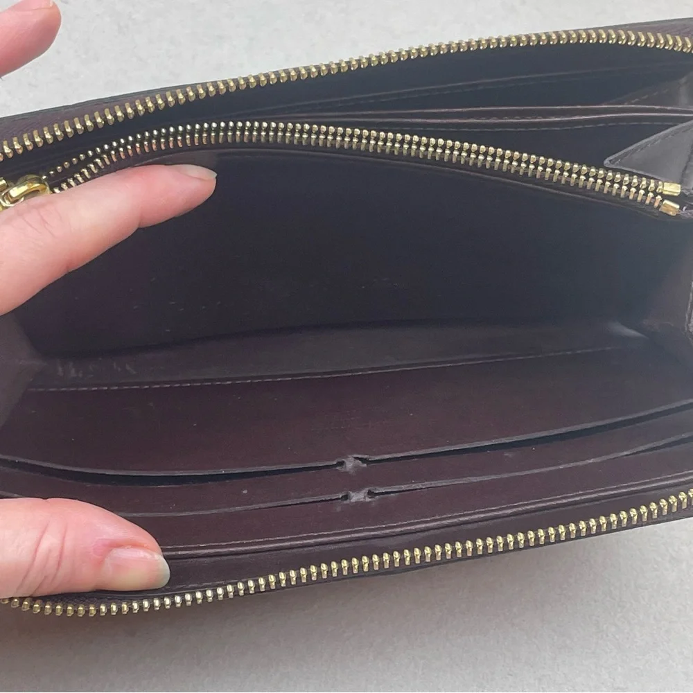 Vintage Louis Vuitton Vernis Zippy Wallet Burgundy Patent France Monogram - Picture 14 of 16